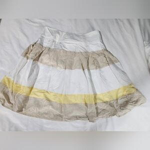 Farrington Paris Elegant White and Yellow Striped Skirt With Under